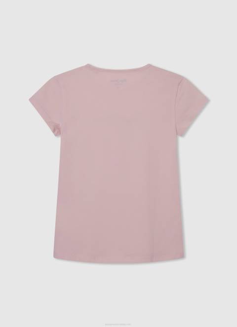 djevojka nježno ružičasta majica sa svjetlucavim logom Pepe Jeans JZ8H1464