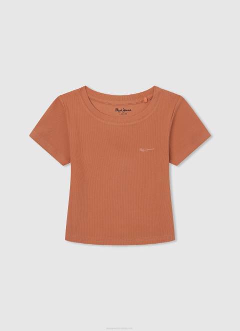 djevojka nježno ružičasta pamučna majica s izblijedjelim prugama Pepe Jeans JZ8H1462