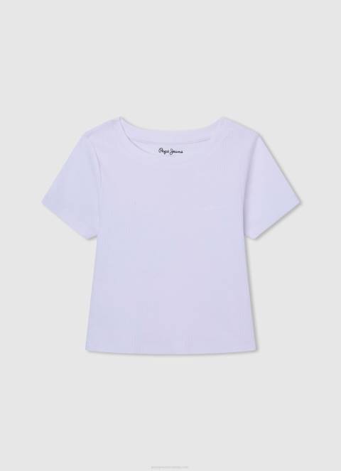 djevojka nježno ružičasta rebrasta košulja s izvezenim logom Pepe Jeans JZ8H1460