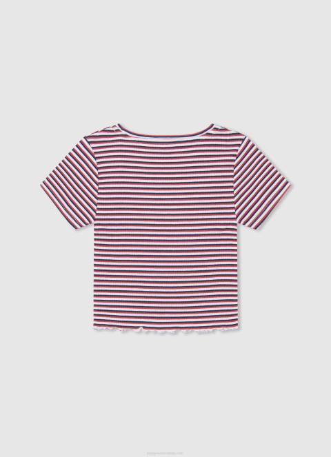 djevojka ocean rebrasta majica s prugastim printom Pepe Jeans JZ8H1466