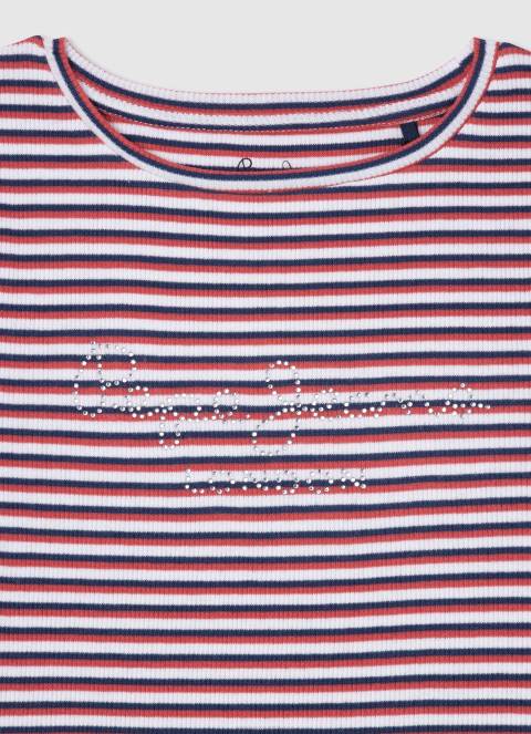 djevojka ocean rebrasta majica s prugastim printom Pepe Jeans JZ8H1466