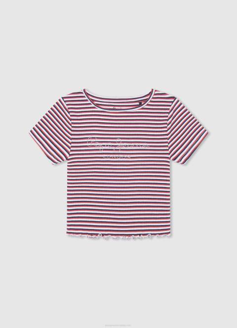 djevojka studio crvena majica sa svjetlucavim logom Pepe Jeans JZ8H1469