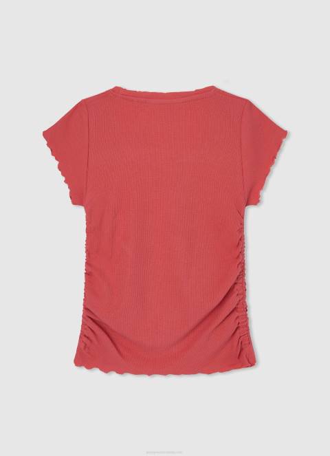 djevojka studio crvena rebrasta košulja s valovitim efektom Pepe Jeans JZ8H1442