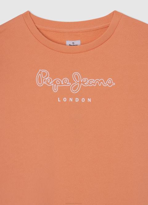 djevojka breskva pamučni džemper s otisnutim logotipom Pepe Jeans JZ8H1405