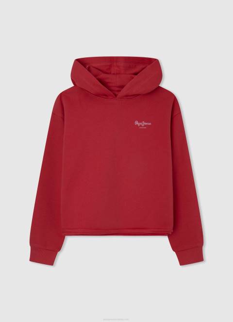djevojka studio crvena pamučna majica s kapuljačom Pepe Jeans JZ8H1412