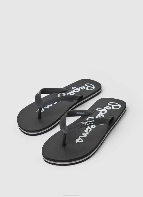 muškarci crno bay beach osnovne japanke za plažu Pepe Jeans JZ8H1265