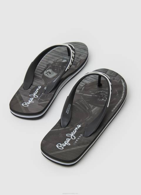 muškarci crno bazen motocikl plaža japanke Pepe Jeans JZ8H1269