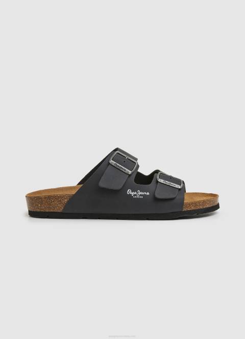 muškarci crno dvostruke kanzas anatomske sandale Pepe Jeans JZ8H1271