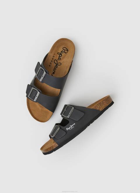 muškarci crno dvostruke kanzas anatomske sandale Pepe Jeans JZ8H1271