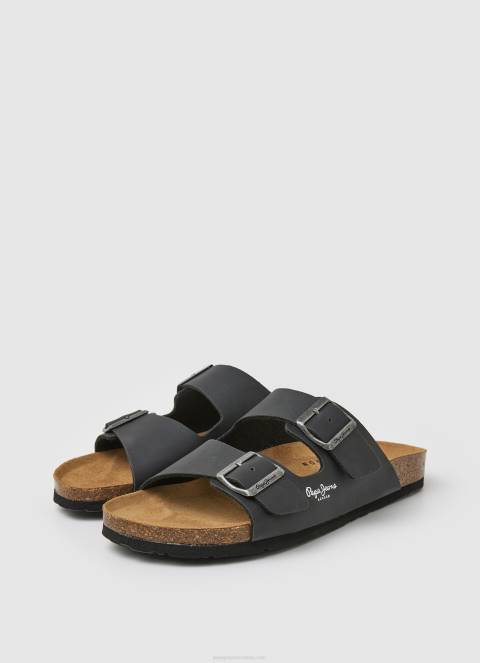 muškarci crno dvostruke kanzas anatomske sandale Pepe Jeans JZ8H1271