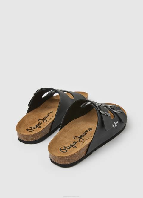 muškarci crno dvostruke kanzas anatomske sandale Pepe Jeans JZ8H1271