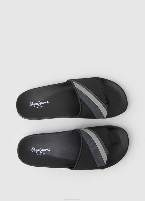 muškarci crno japanke za plažu s kliznom teksturom Pepe Jeans JZ8H1263