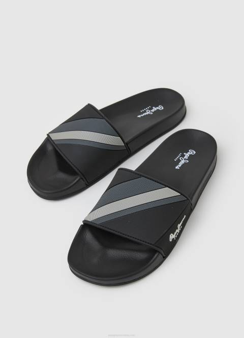 muškarci crno japanke za plažu s kliznom teksturom Pepe Jeans JZ8H1263