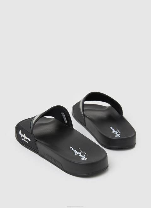 muškarci crno japanke za plažu s kliznom teksturom Pepe Jeans JZ8H1263