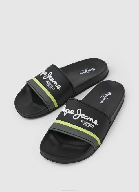 muškarci crno slider portobello japanke za plažu Pepe Jeans JZ8H1261