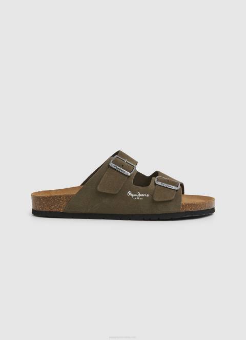 muškarci kaki zelena sandale od bio brušene kože Pepe Jeans JZ8H1278