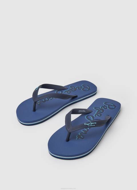 muškarci tamni traper bay beach japanke za plažu logo Pepe Jeans JZ8H1277