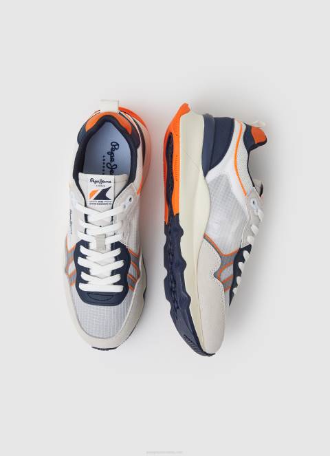 muškarci bijela brit pro neon kombinirane tenisice Pepe Jeans JZ8H1221