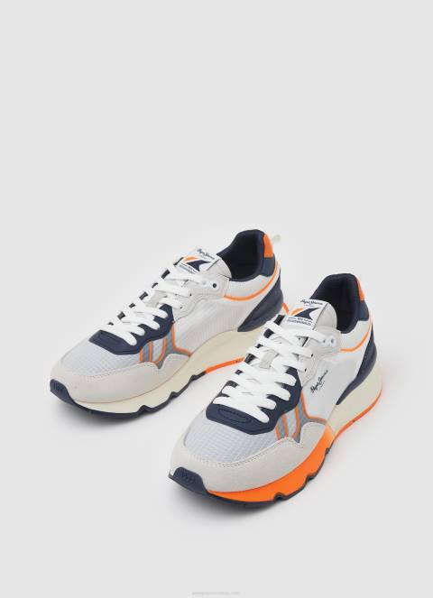 muškarci bijela brit pro neon kombinirane tenisice Pepe Jeans JZ8H1221