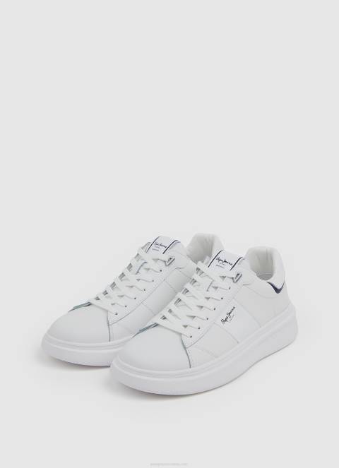 muškarci bijela eaton part kožne tenisice Pepe Jeans JZ8H1208