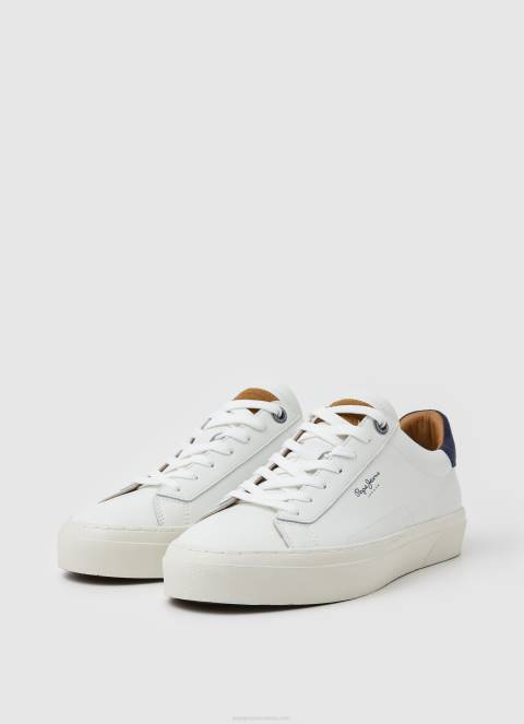 muškarci bijela yogi originalne kožne tenisice Pepe Jeans JZ8H1186