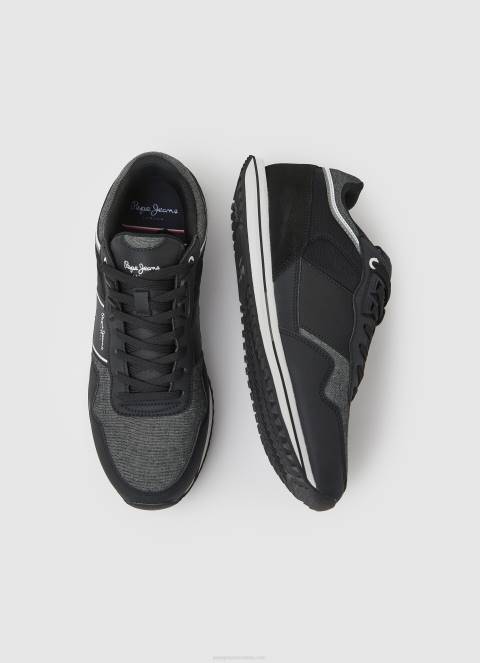 muškarci crno tour club kombinirane tenisice Pepe Jeans JZ8H1197