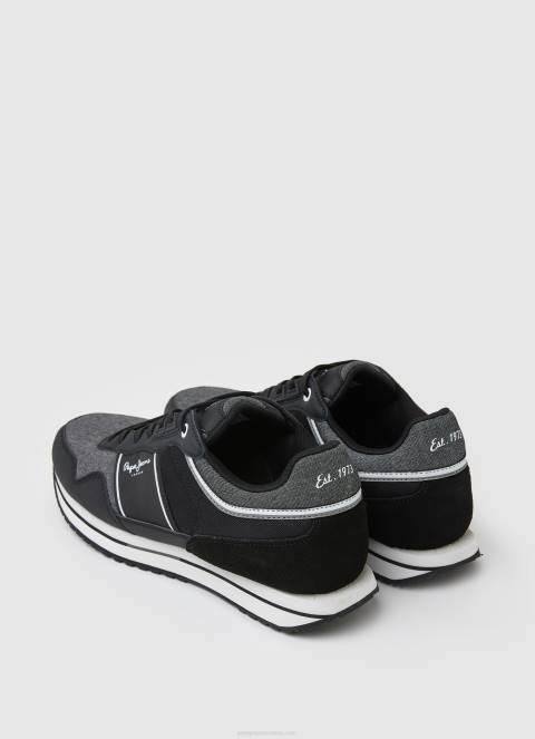 muškarci crno tour club kombinirane tenisice Pepe Jeans JZ8H1197