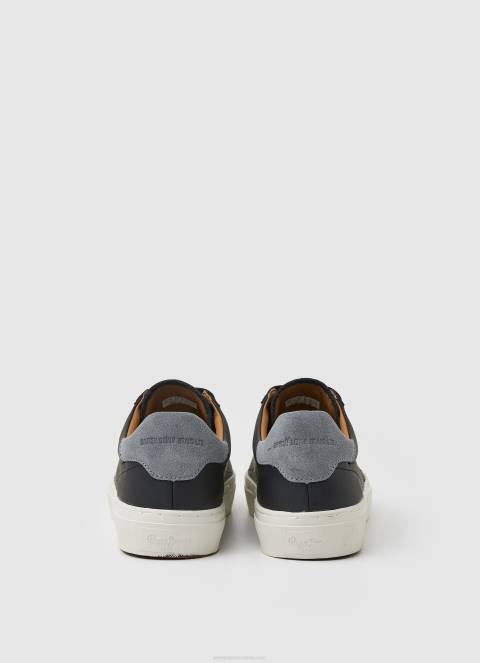 muškarci crno yogi originalne kožne tenisice Pepe Jeans JZ8H1183