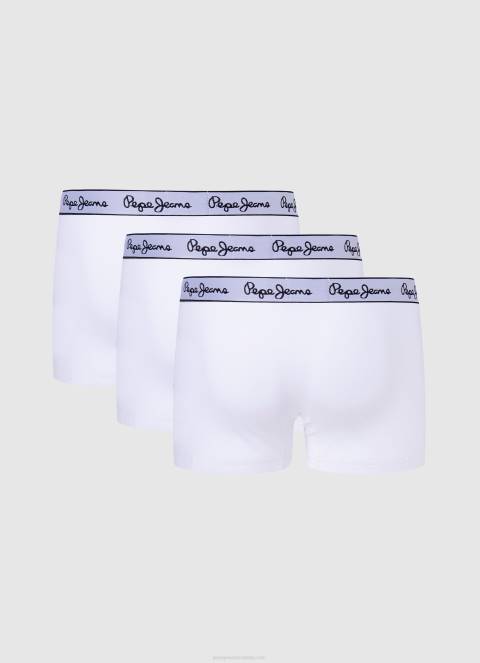 muškarci bijela 3 pakiranja rastezljivih pamučnih bokserica Pepe Jeans JZ8H1159