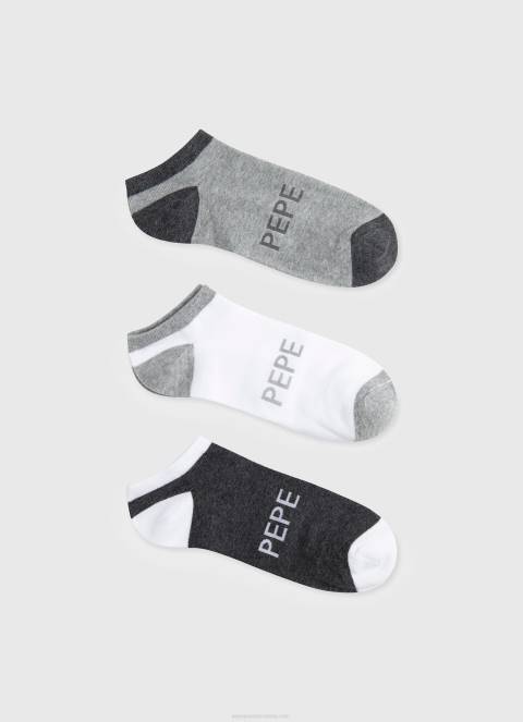 muškarci crno 3 paketa čarapa za gležnjeve Pepe Jeans JZ8H1147