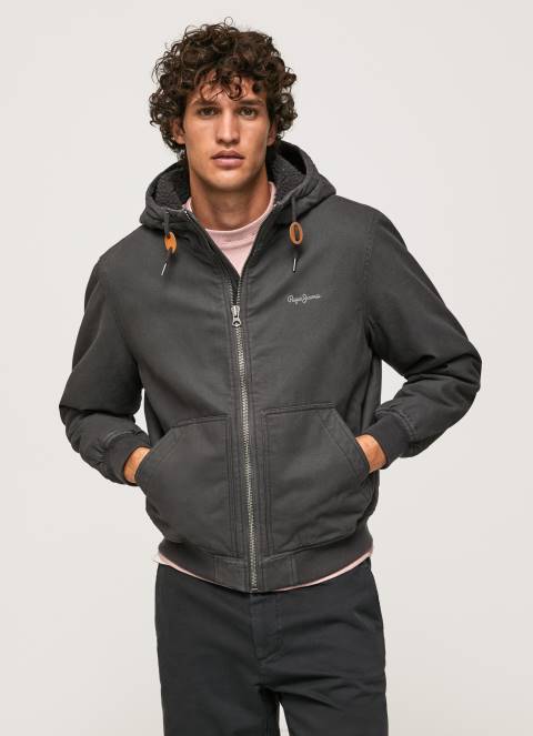 muškarci isprano crno jakna s postavom od flisa Pepe Jeans JZ8H836