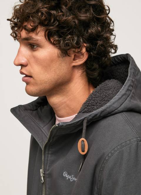 muškarci isprano crno jakna s postavom od flisa Pepe Jeans JZ8H836