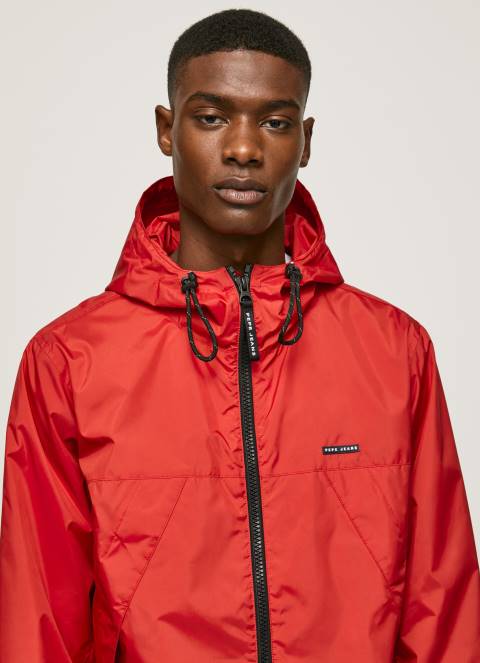 muškarci studio crvena jakna vjetrovka s kapuljačom Pepe Jeans JZ8H824