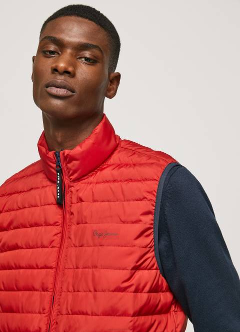 muškarci studio crvena podstavljeni prsluk s patentnim zatvaračem Pepe Jeans JZ8H843