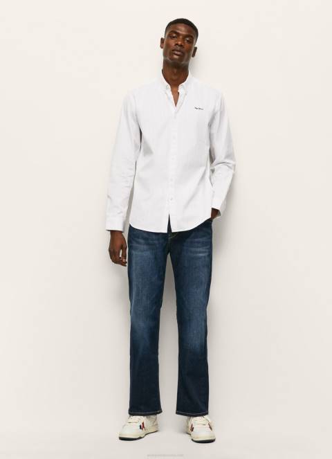 muškarci bijela lisselton prugasta dobby košulja Pepe Jeans JZ8H1064