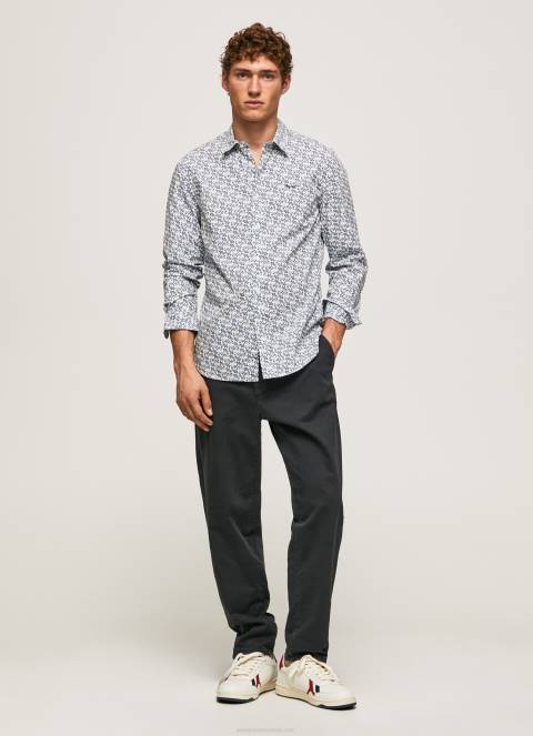 muškarci bijela lou uska košulja od poplina Pepe Jeans JZ8H1070