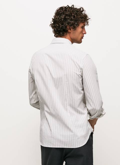 muškarci bijela uska pamučna košulja od popelina Pepe Jeans JZ8H1022