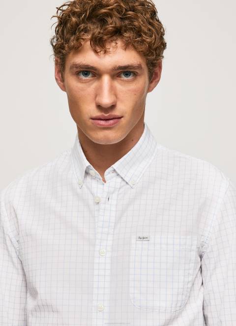 muškarci bjelilo plavo larry uska košulja od poplina Pepe Jeans JZ8H1028