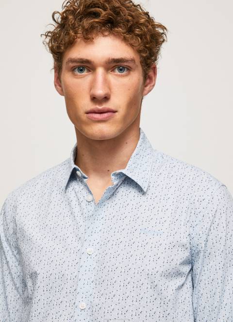 muškarci bjelilo plavo lovejoy košulja od cvjetnog poplina Pepe Jeans JZ8H1045