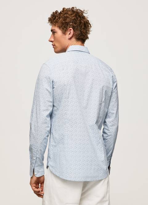 muškarci bjelilo plavo lovejoy košulja od cvjetnog poplina Pepe Jeans JZ8H1045