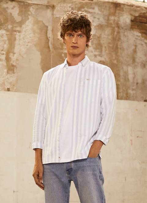 muškarci bjelilo plavo lucius tanka prugasta oxford košulja Pepe Jeans JZ8H1026