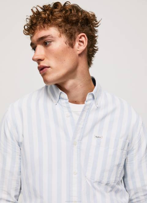 muškarci bjelilo plavo lucius tanka prugasta oxford košulja Pepe Jeans JZ8H1026