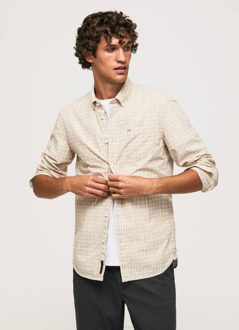 muškarci kamen pamučna košulja od poplina standardnog kroja Pepe Jeans JZ8H1042