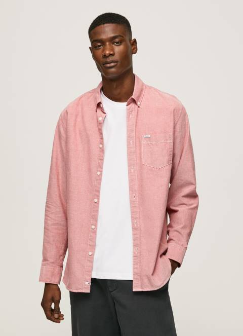 muškarci mutno ružičasta lowell oksfordska košulja redovnog kroja Pepe Jeans JZ8H1048