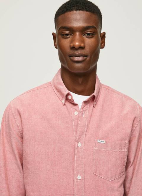 muškarci mutno ružičasta lowell oksfordska košulja redovnog kroja Pepe Jeans JZ8H1048