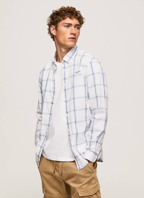 muškarci slonovača lorian uska košulja od poplina Pepe Jeans JZ8H1029