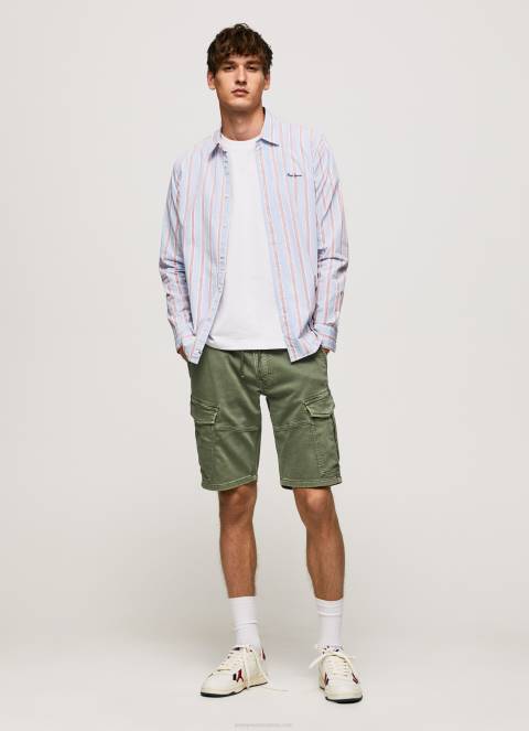 muškarci studio crvena lister fil-a-fil uska košulja Pepe Jeans JZ8H1065