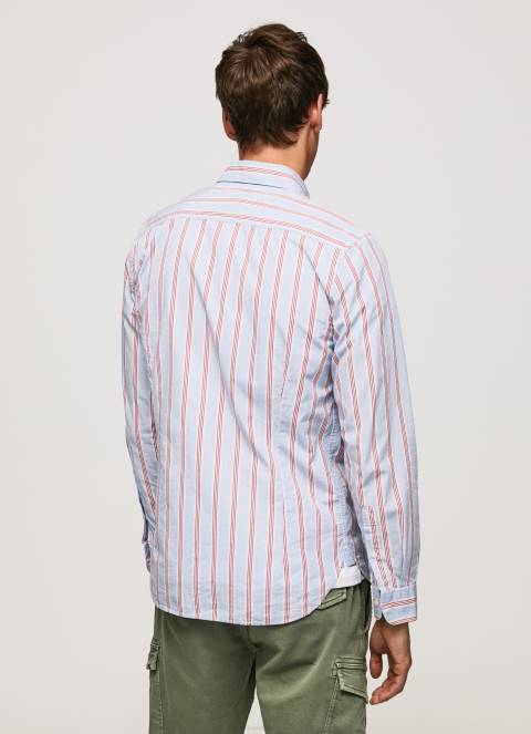 muškarci studio crvena lister fil-a-fil uska košulja Pepe Jeans JZ8H1065