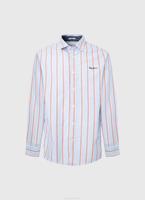 muškarci studio crvena lister fil-a-fil uska košulja Pepe Jeans JZ8H1065