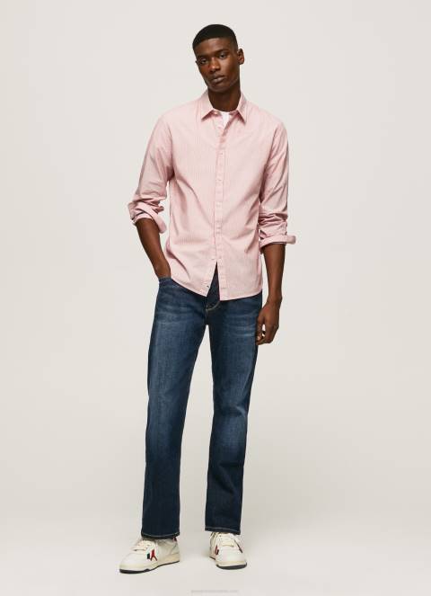 muškarci studio crvena percy košulja od poplina na bengalske pruge Pepe Jeans JZ8H1074